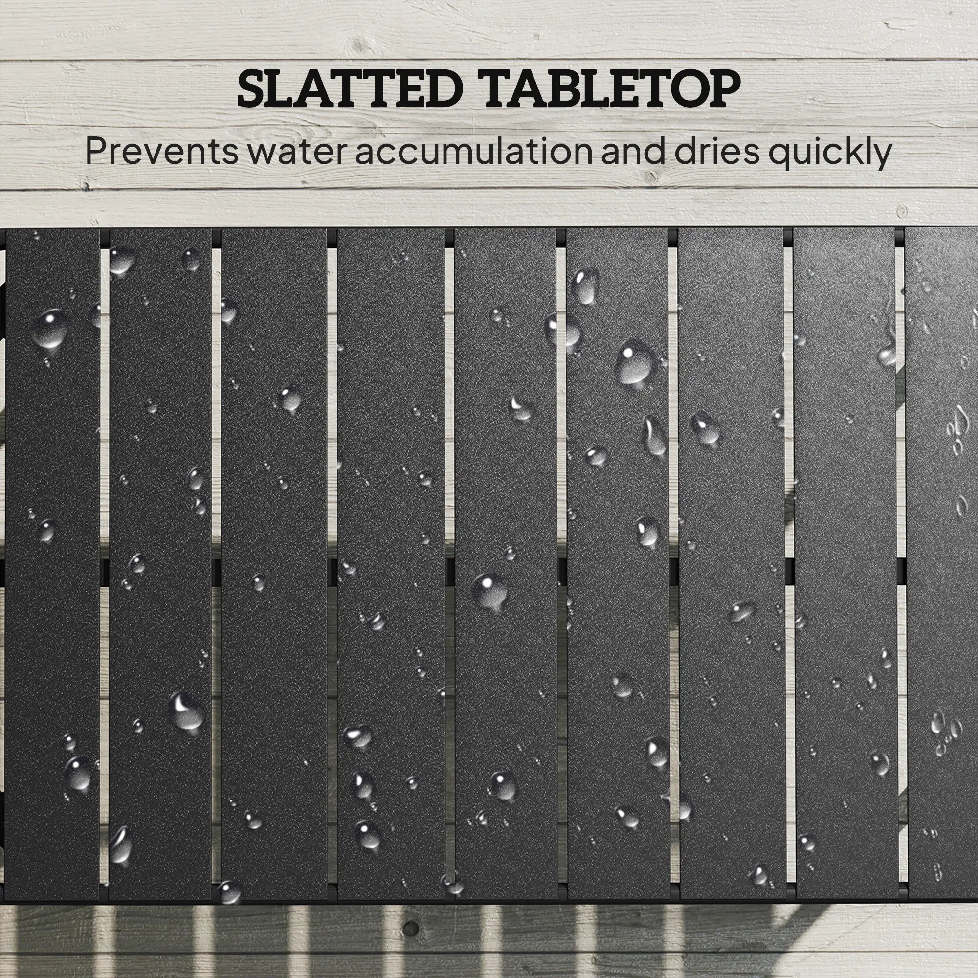Outdoor Coffee Table, Rectangle Metal Patio Table, All-Weather Slatted Tabletop Patio Side Tables at Gallery Canada