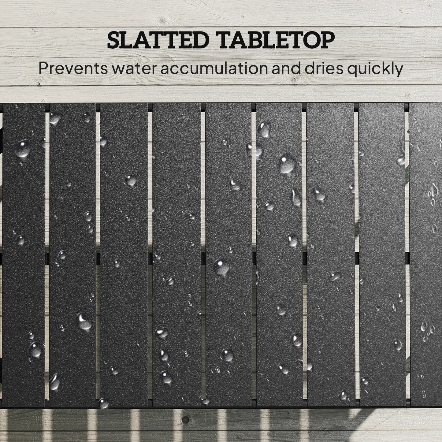Outdoor Coffee Table, Rectangle Metal Patio Table, All-Weather Slatted Tabletop Patio Side Tables at Gallery Canada