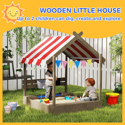 Outdoor Wooden Sandbox With Cover, 3-7 Years Old, Backyard, Grey Sandboxes & Accessories at Gallery Canada