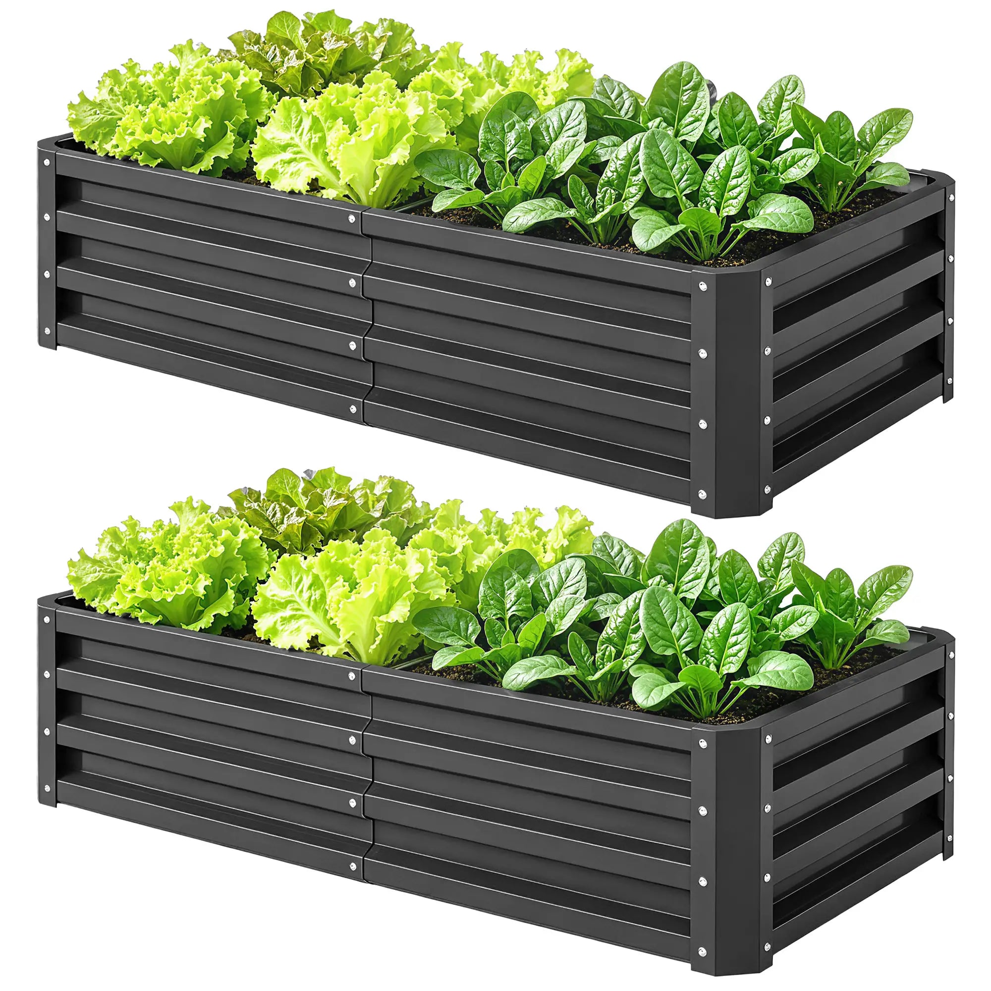 4' x 2' x 1' Galvanized Raised Garden Bed, Set of 2, Grey Galvanized Planter Boxes Grey at Gallery Canada