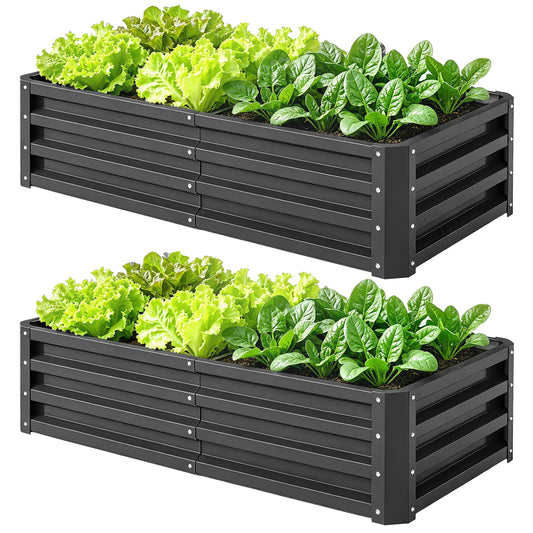 4' x 2' x 1' Galvanized Raised Garden Bed, Set of 2, Grey Galvanized Planter Boxes Grey at Gallery Canada