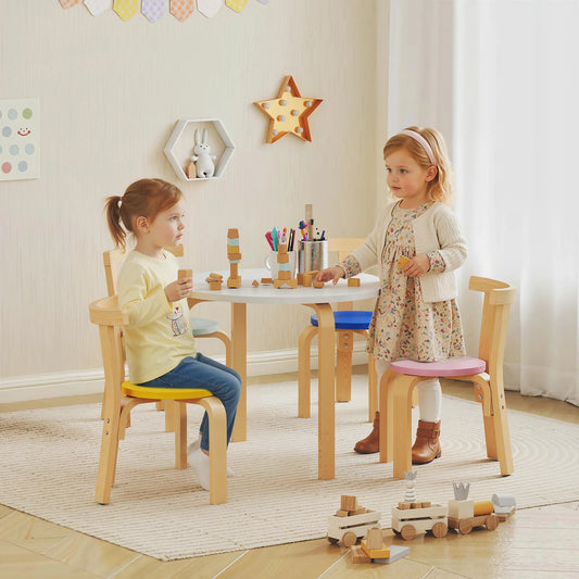 Wooden Kids Table and Chairs Set, for 3-8 Years, Multi-Coloured Kids Table Sets White, Yellow, Grey, Pink, Green at Gallery Canada
