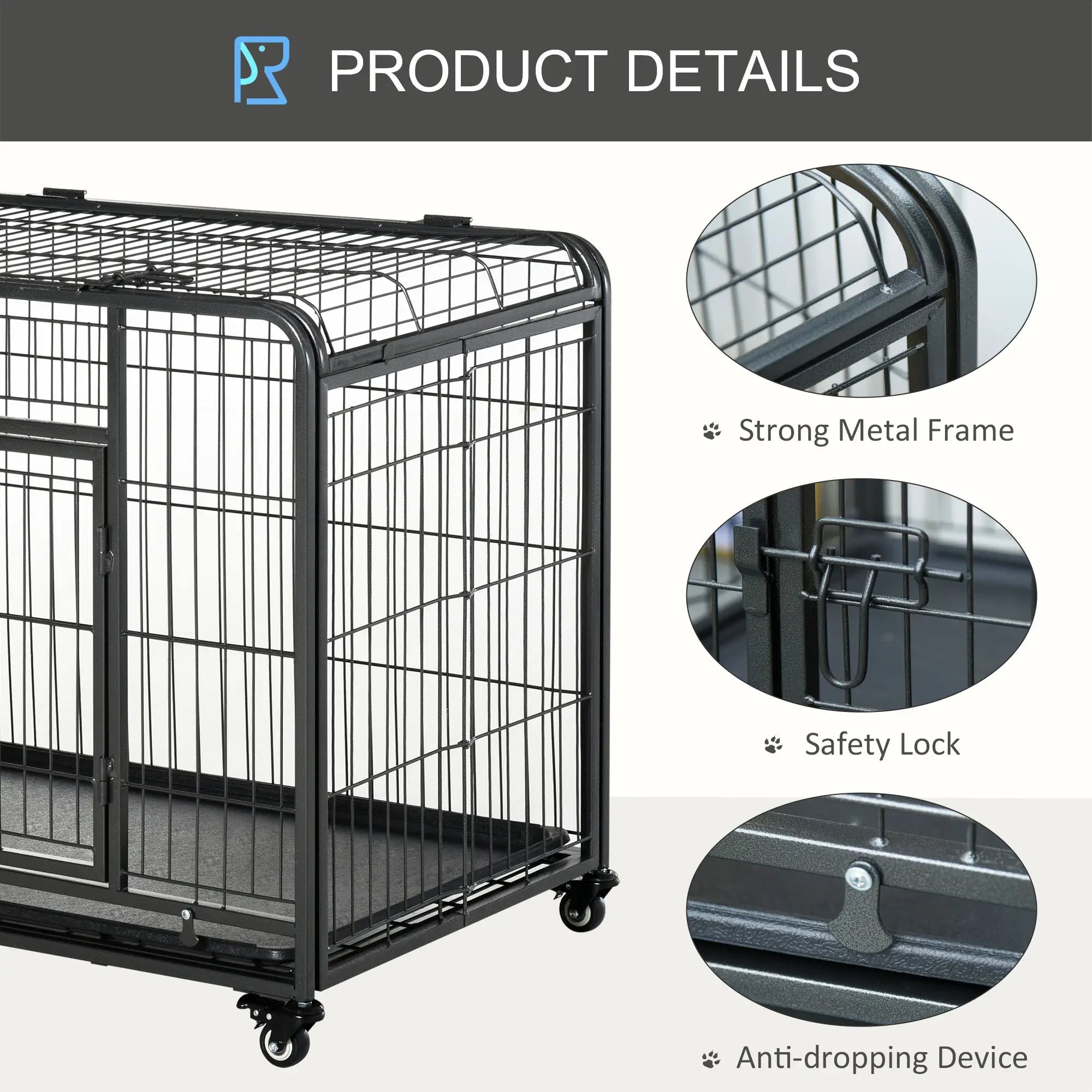 Heavy Duty Folding Dog Crate, Medium Size, 37