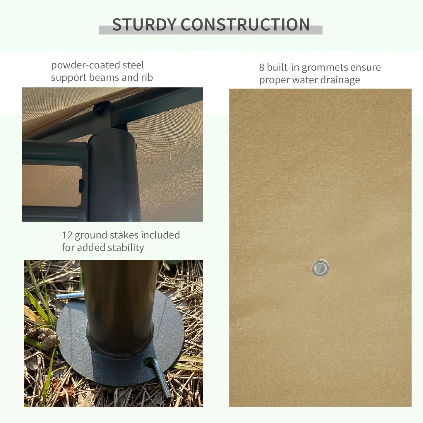 13'x10' Steel Patio Gazebo, Soft Top, 6 Removable Curtains, Khaki Gazebos at Gallery Canada