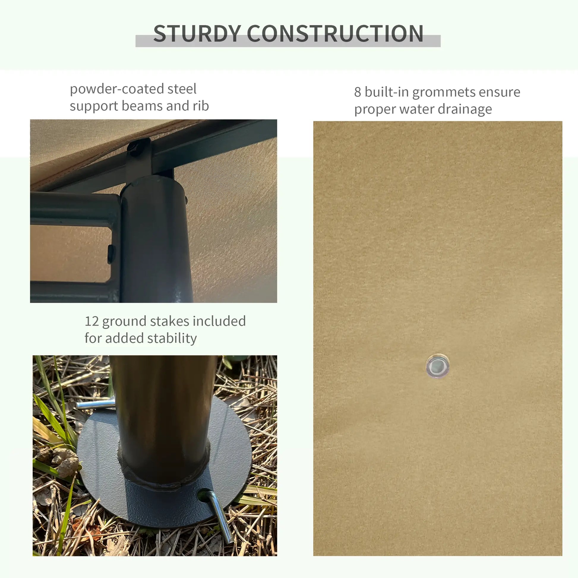 13'x10' Steel Patio Gazebo, Soft Top, 6 Removable Curtains, Khaki Gazebos at Gallery Canada