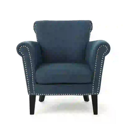 Modern Accent Chair, Wood Legs, 31" L x 29.5" W x 31.5" H, Navy Blue Accent Chairs Navy Blue at Gallery Canada