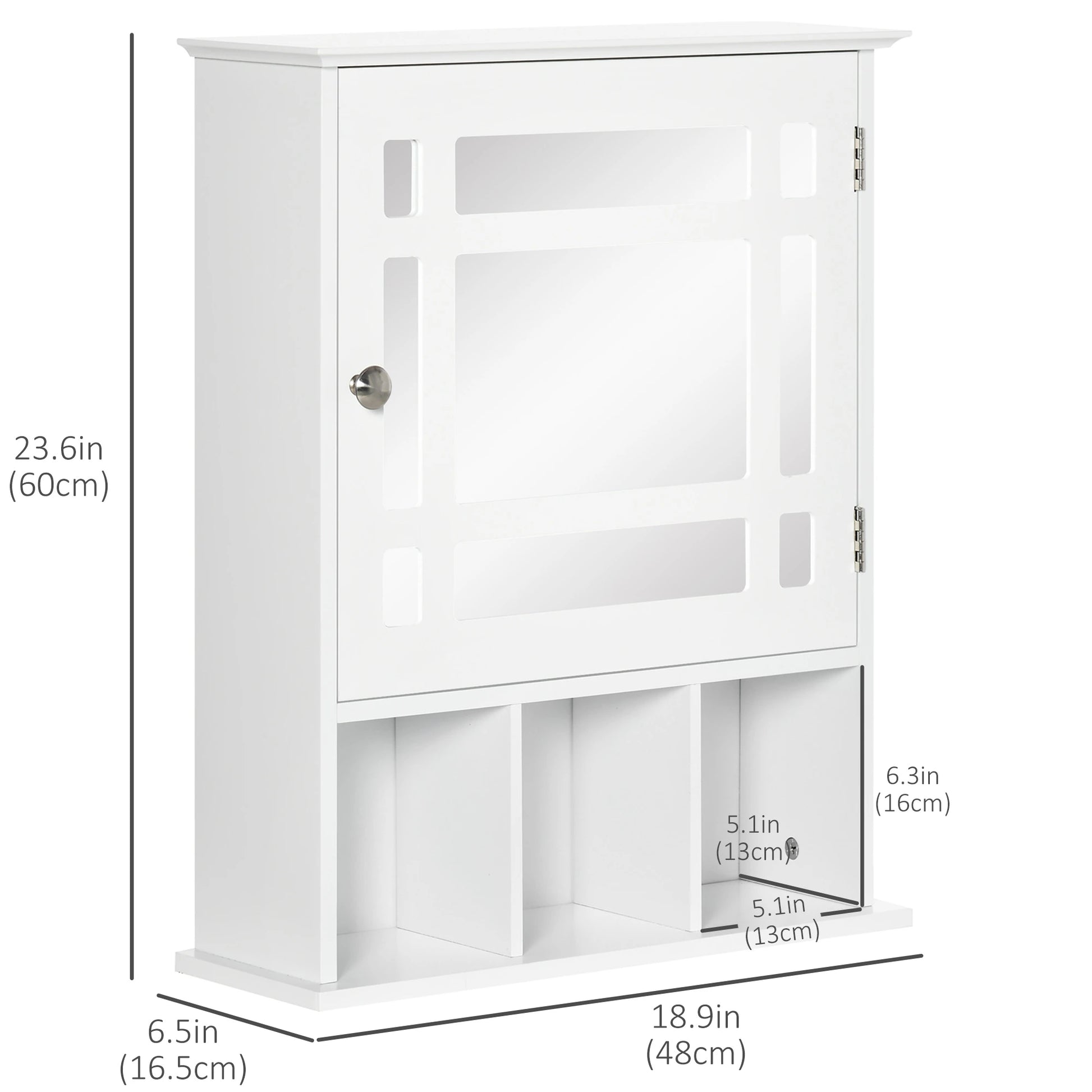 Wall Mounted Bathroom Mirror Cabinet, 3 Shelf Organizer, White Mirror Medicine Cabinets at Gallery Canada