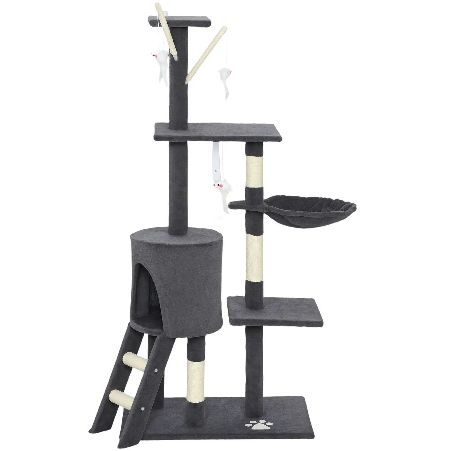 53 Inch Cat Tree Tower, Scratching Posts, Condo, Perches, Dark Grey Cat Towers Dark Grey at Gallery Canada