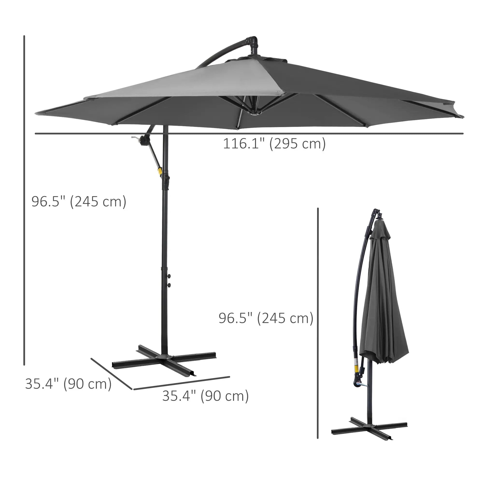 9.7ft Offset Patio UmbrellaCantilever Parasol with Crank Handle, 8 Ribs and Cross Base for Outdoor, Sun Shade, Cream Offset Cantilever Umbrellas at Gallery Canada