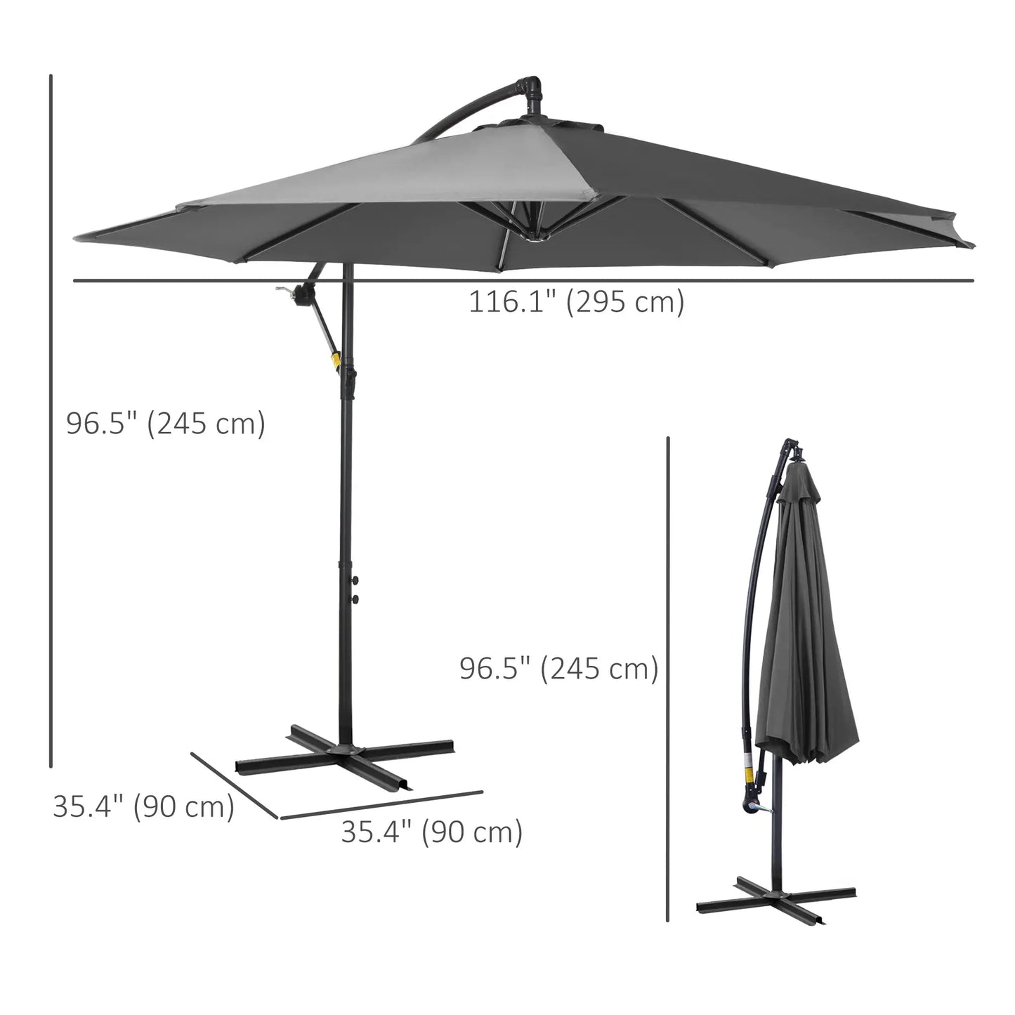 9.7ft Offset Patio UmbrellaCantilever Parasol with Crank Handle, 8 Ribs and Cross Base for Outdoor, Sun Shade, Cream Offset Cantilever Umbrellas at Gallery Canada