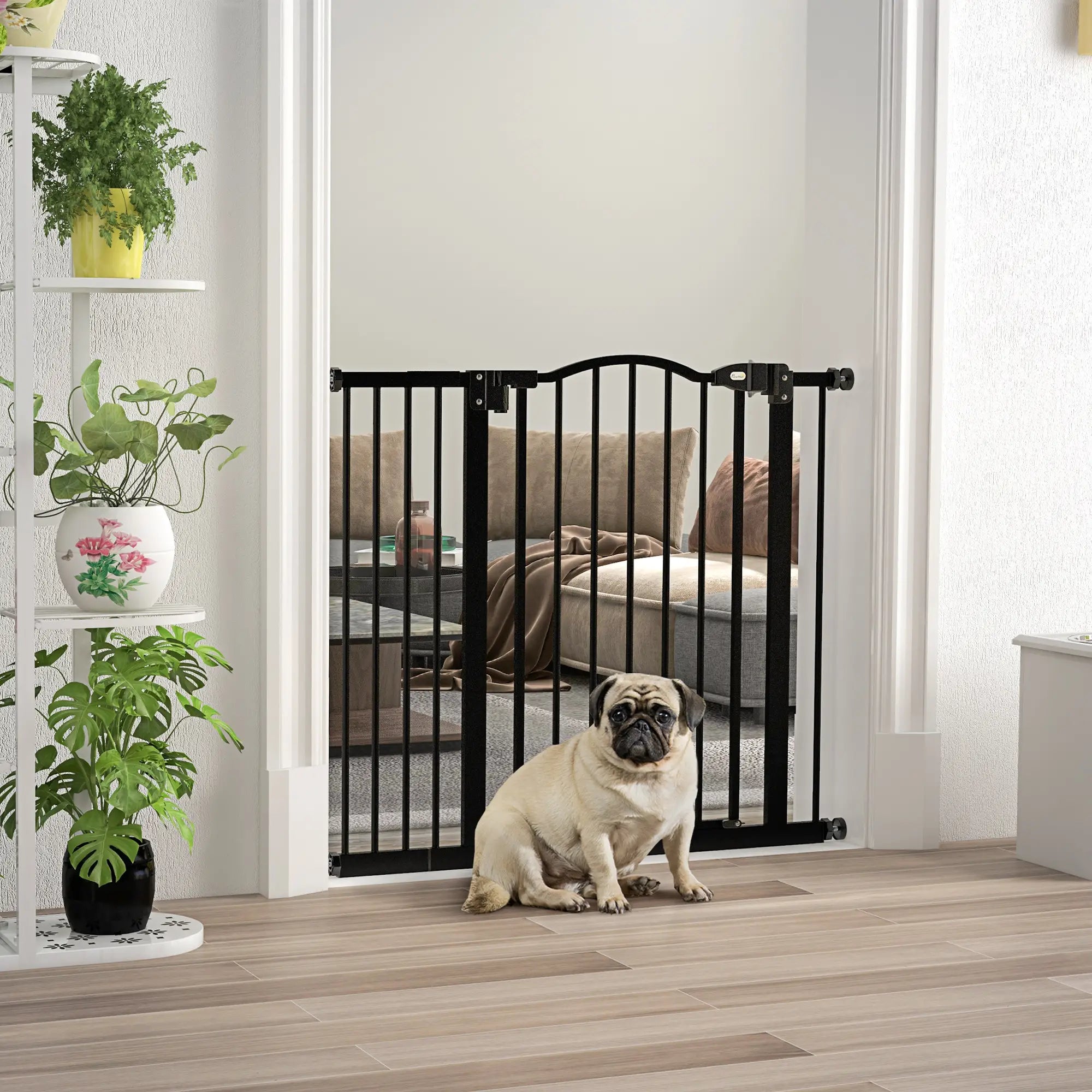 Extra Tall Dog Gate With Door, Pressure Fit, Auto Close, 29