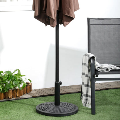 18" Heavy Duty Round Market Umbrella Base, Rattan Design, Black Umbrella Bases at Gallery Canada