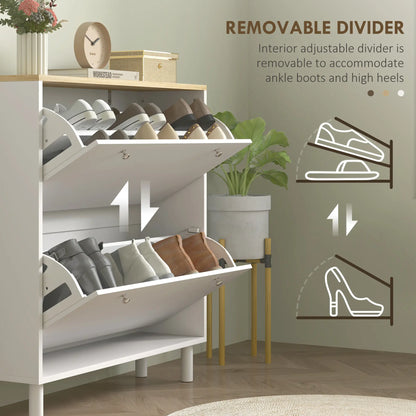 2 Drawers Shoe Storage Cabinet, Adjustable Shelves, 16 Pairs, White Shoe Storage Cabinets & Racks at Gallery Canada