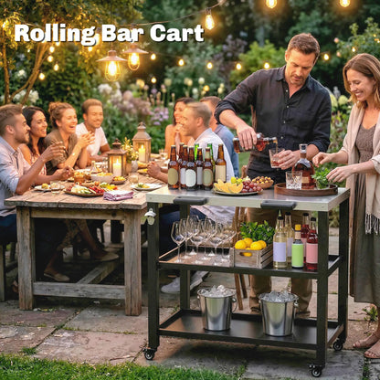 Outdoor Grill Cart, Stainless Steel Tabletop, 2 Shelves, Lockable Wheels Outdoor Grill Carts at Gallery Canada