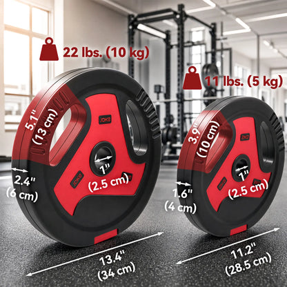 4-Piece 66 lbs Weight Plates Set, Sand-Filled with Handles, 1" Hole, Black, Black