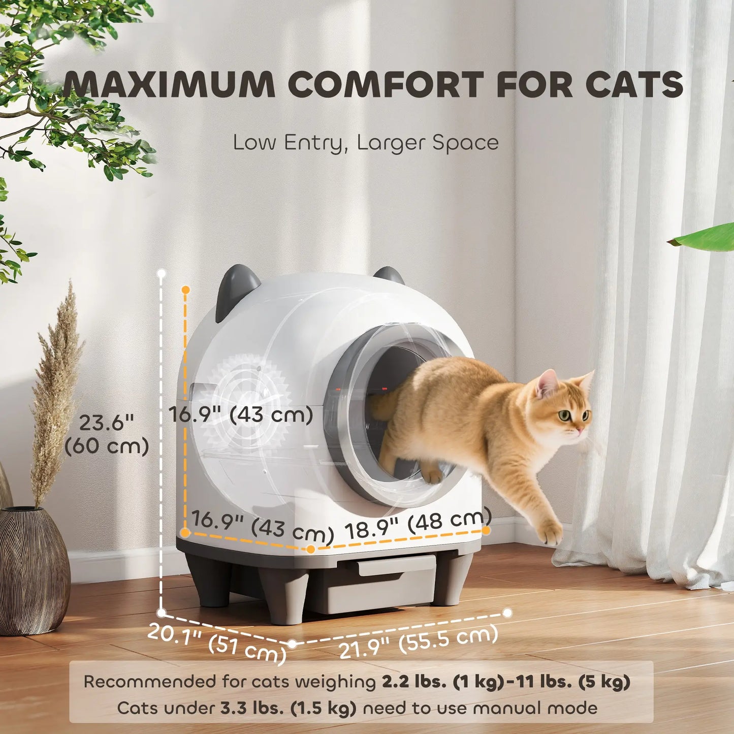 Automatic Cat Litter Box, App Control, Odor Isolation, Safety Protection Cat Litter Box Enclosures at Gallery Canada