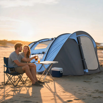 4 Person Pop Up Tent, Automatic Setup, With Doors, Windows, Carry Bag, Blue Camping Tents at Gallery Canada