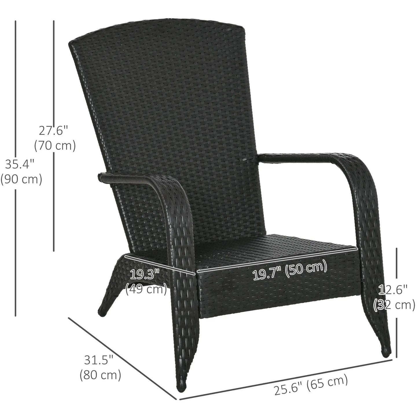 PE Rattan Adirondack Chair, Outdoor Fire Pit Chair with Cushions, Light Grey Patio Chairs at Gallery Canada