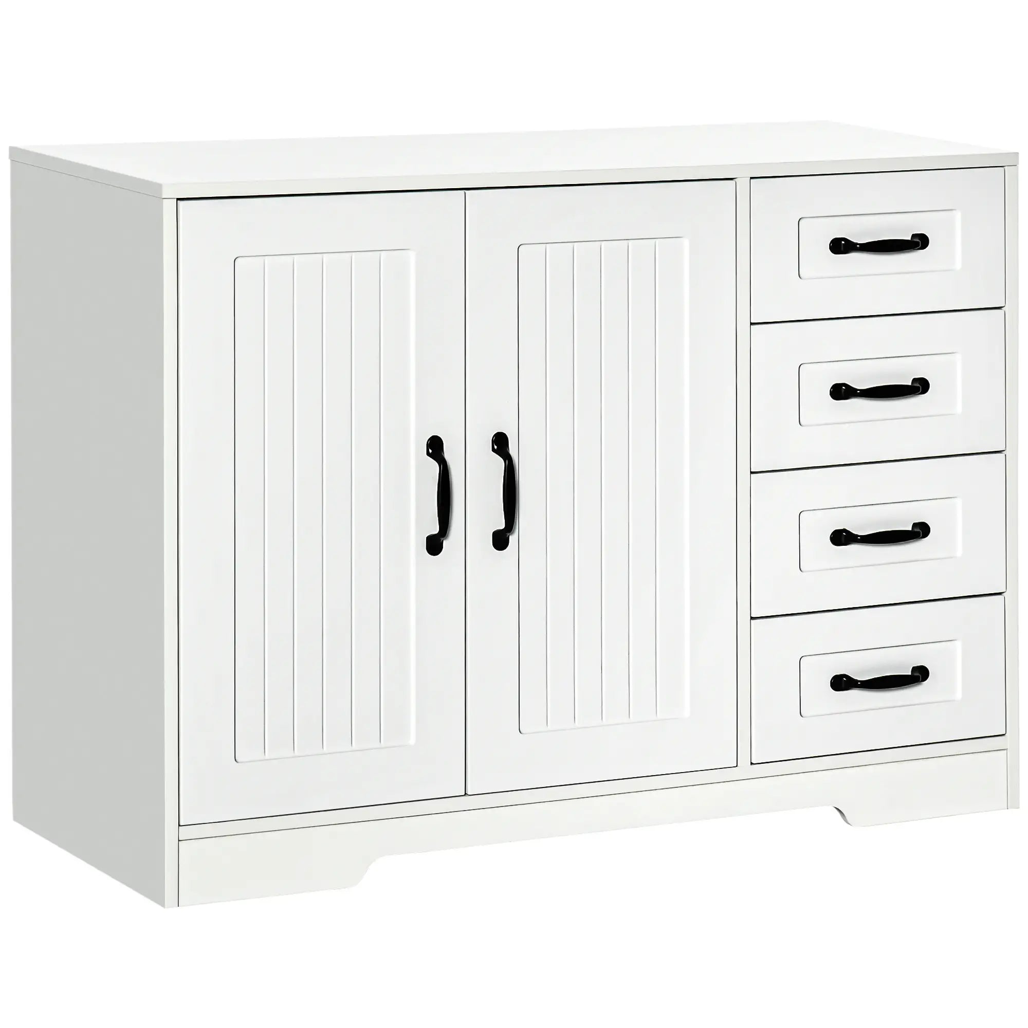 Modern Sideboard Buffet Cabinet, Drawers, Beadboard Door, White Storage Cabinets White at Gallery Canada