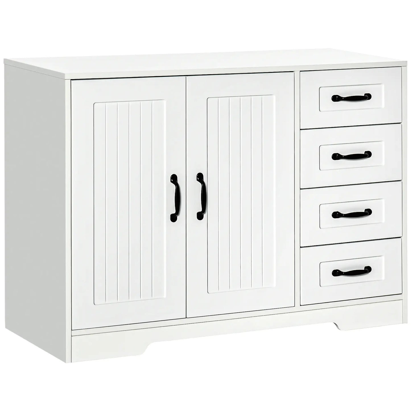 Modern Sideboard Buffet Cabinet, Drawers, Beadboard Door, White Storage Cabinets White at Gallery Canada