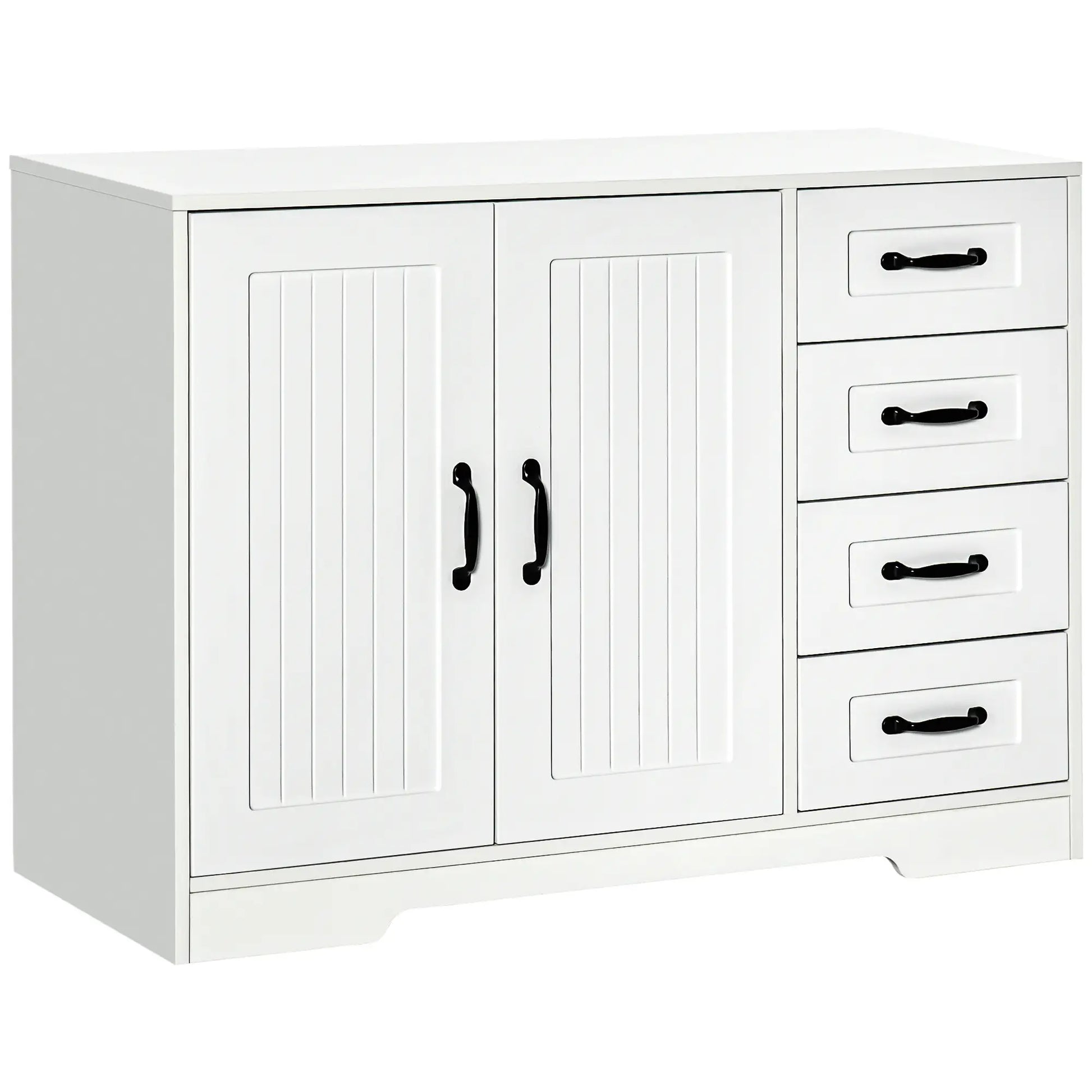 Modern Sideboard Buffet Cabinet, Drawers, Beadboard Door, White Storage Cabinets White at Gallery Canada