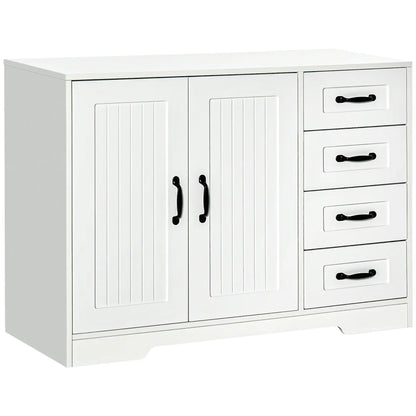 Modern Sideboard Buffet Cabinet, Drawers, Beadboard Door, White Storage Cabinets White at Gallery Canada