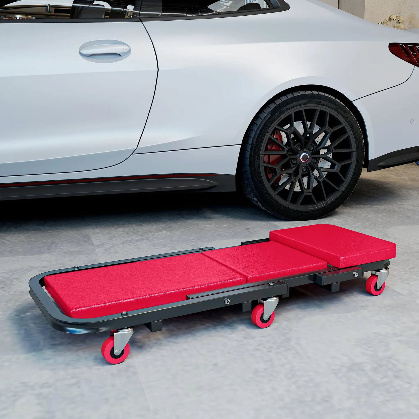 Automotive Z Creeper Seat, 330 lbs Rolling Garage Mechanic Creeper Stool, Red Automotive at Gallery Canada