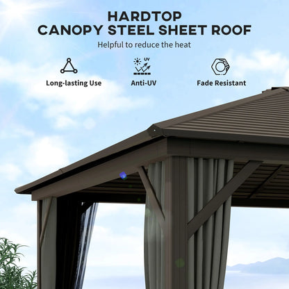 10' x 12' Hardtop Gazebo, Metal Roof, Aluminum Frame, Grey Gazebos at Gallery Canada