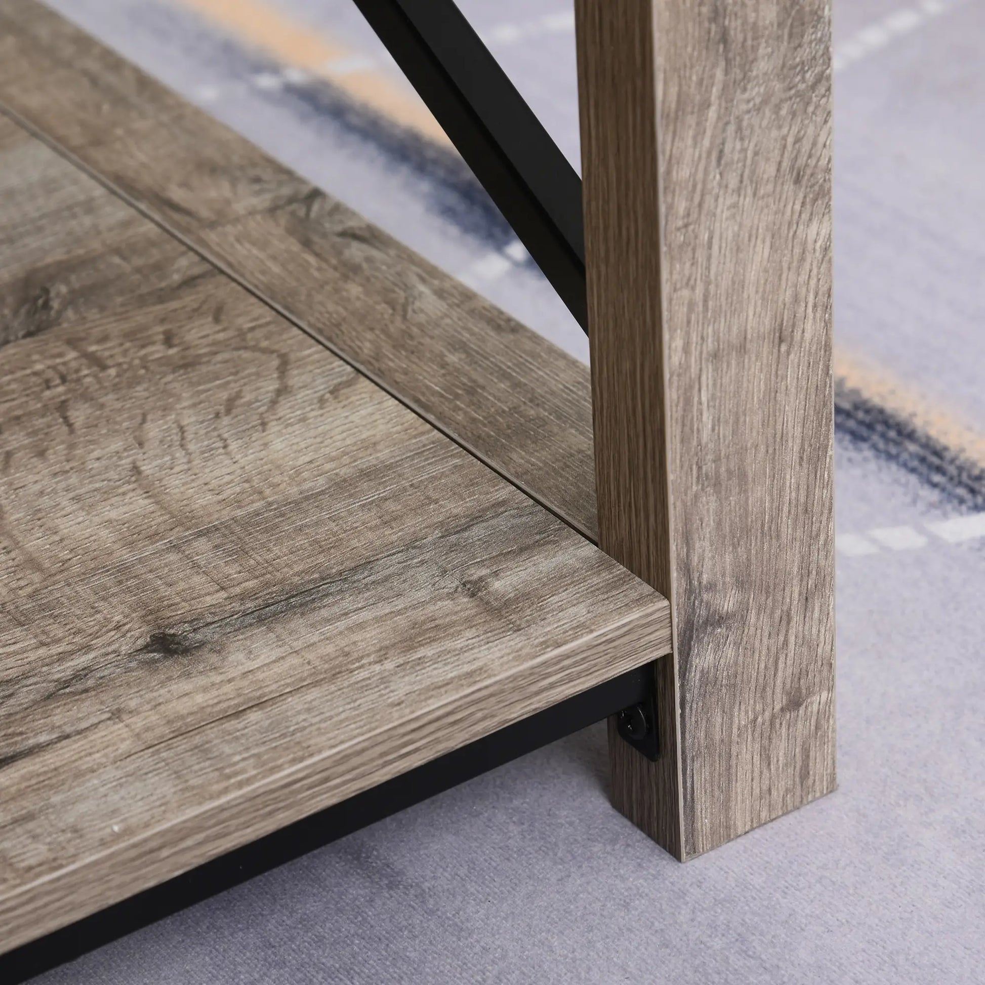 Industrial Coffee Table, Metal X-Bar, Storage Shelf, Living Room Coffee Tables at Gallery Canada