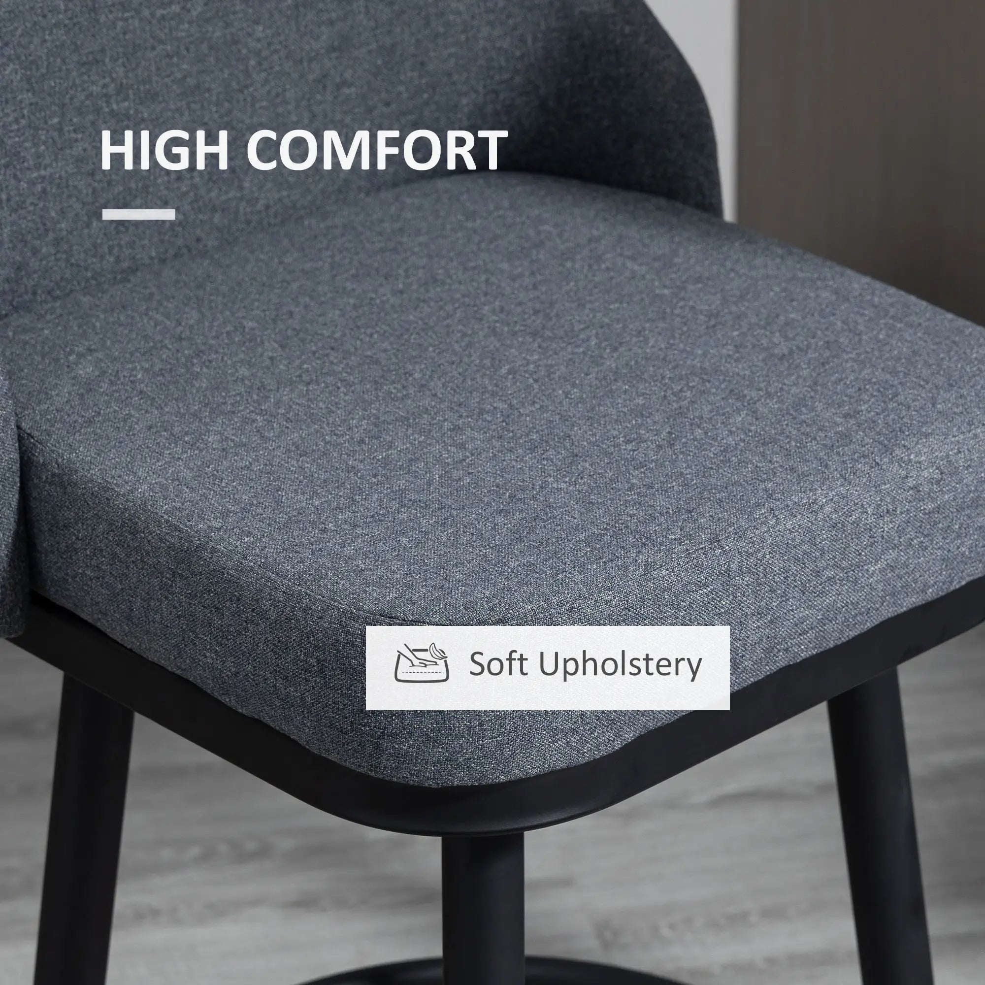 Extra Tall Bar Stools Set of 2, 360° Swivel, Steel Legs, Charcoal Grey Bar Stools at Gallery Canada