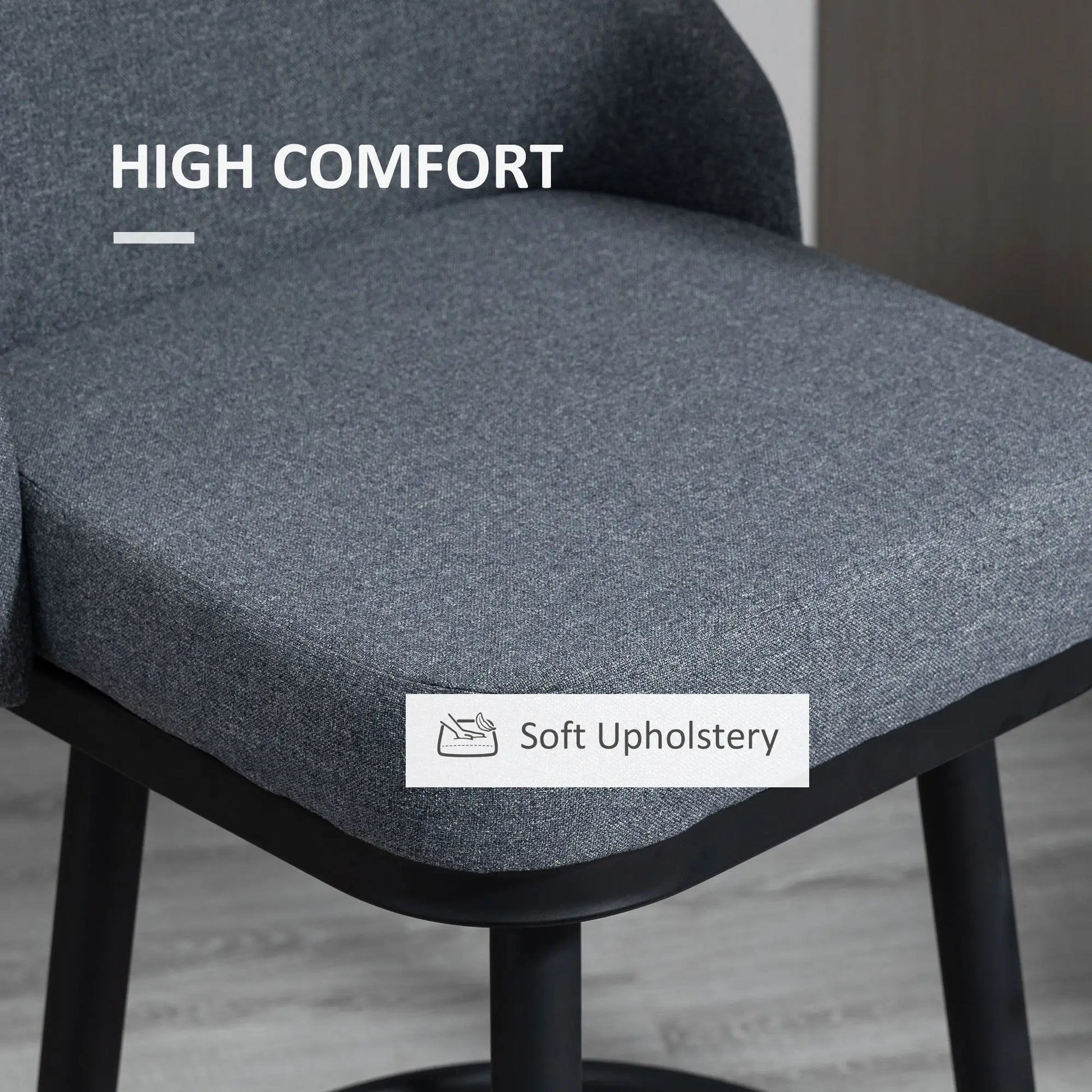 Extra Tall Bar Stools Set of 2, 360° Swivel, Steel Legs, Charcoal Grey Bar Stools at Gallery Canada