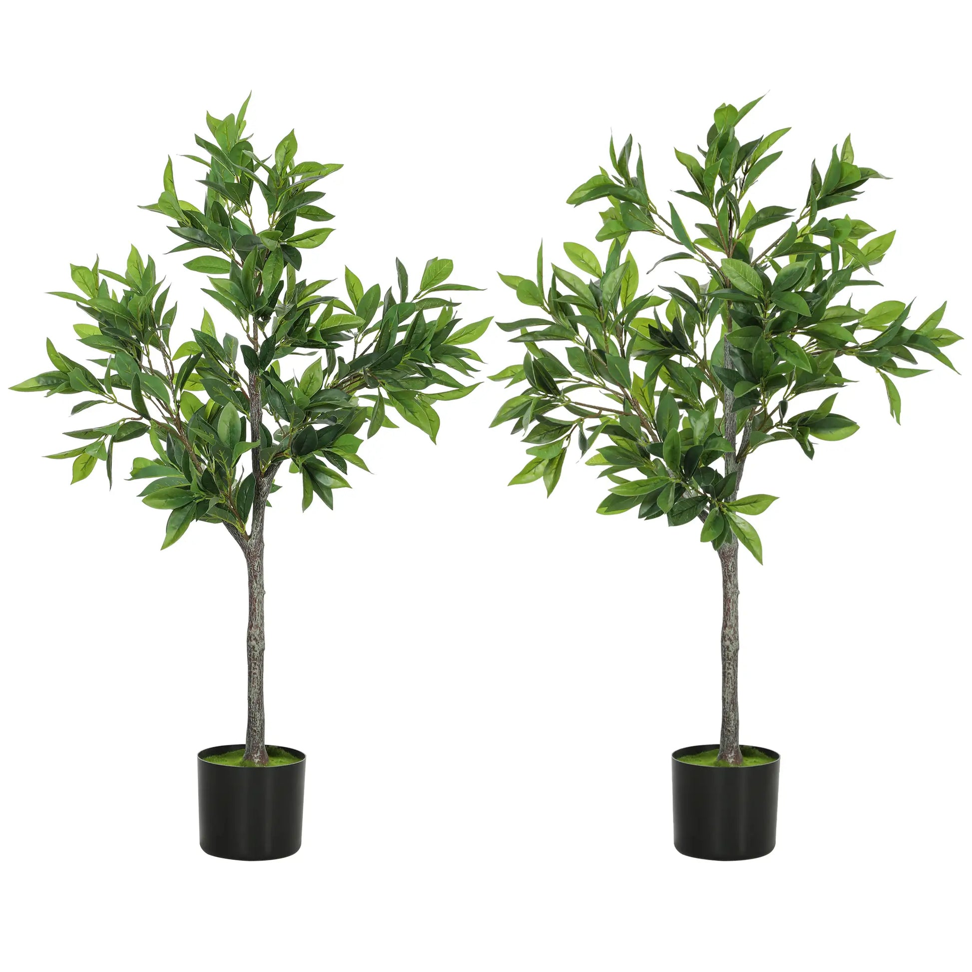 Fake Plants Set of 2, Lifelike Laurel Artificial Trees, 345 PEVA Leaves, Indoor Outdoor Decor, Green Artificial Trees at Gallery Canada