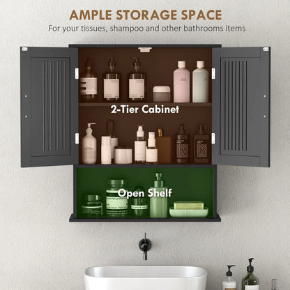 Wall Mount Bathroom Cabinet, 2 Door With Shelf, Black Mirror Medicine Cabinets at Gallery Canada