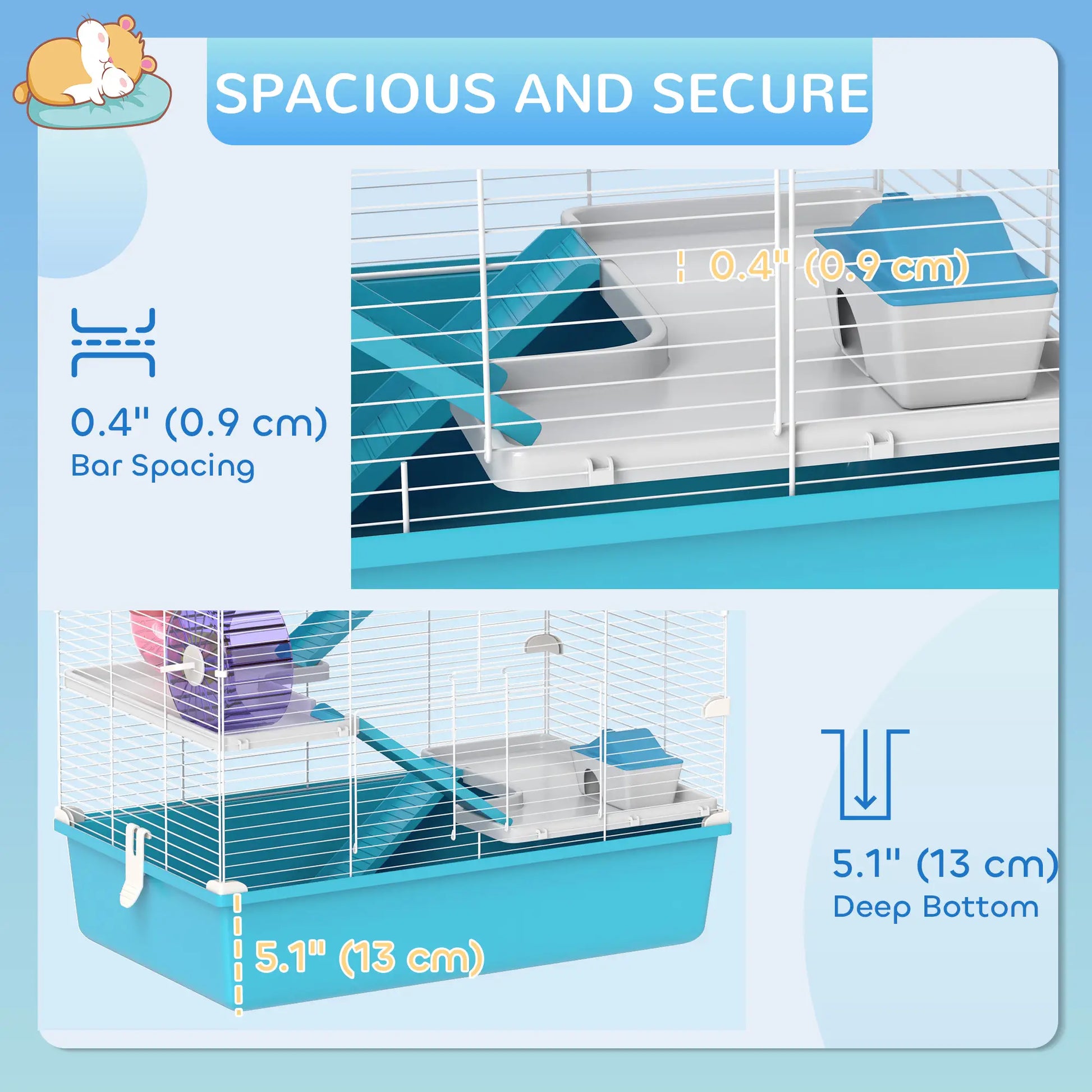 6 Tier Hamster Cage with Tunnels, Wheel, Light Blue Hamster Cages at Gallery Canada