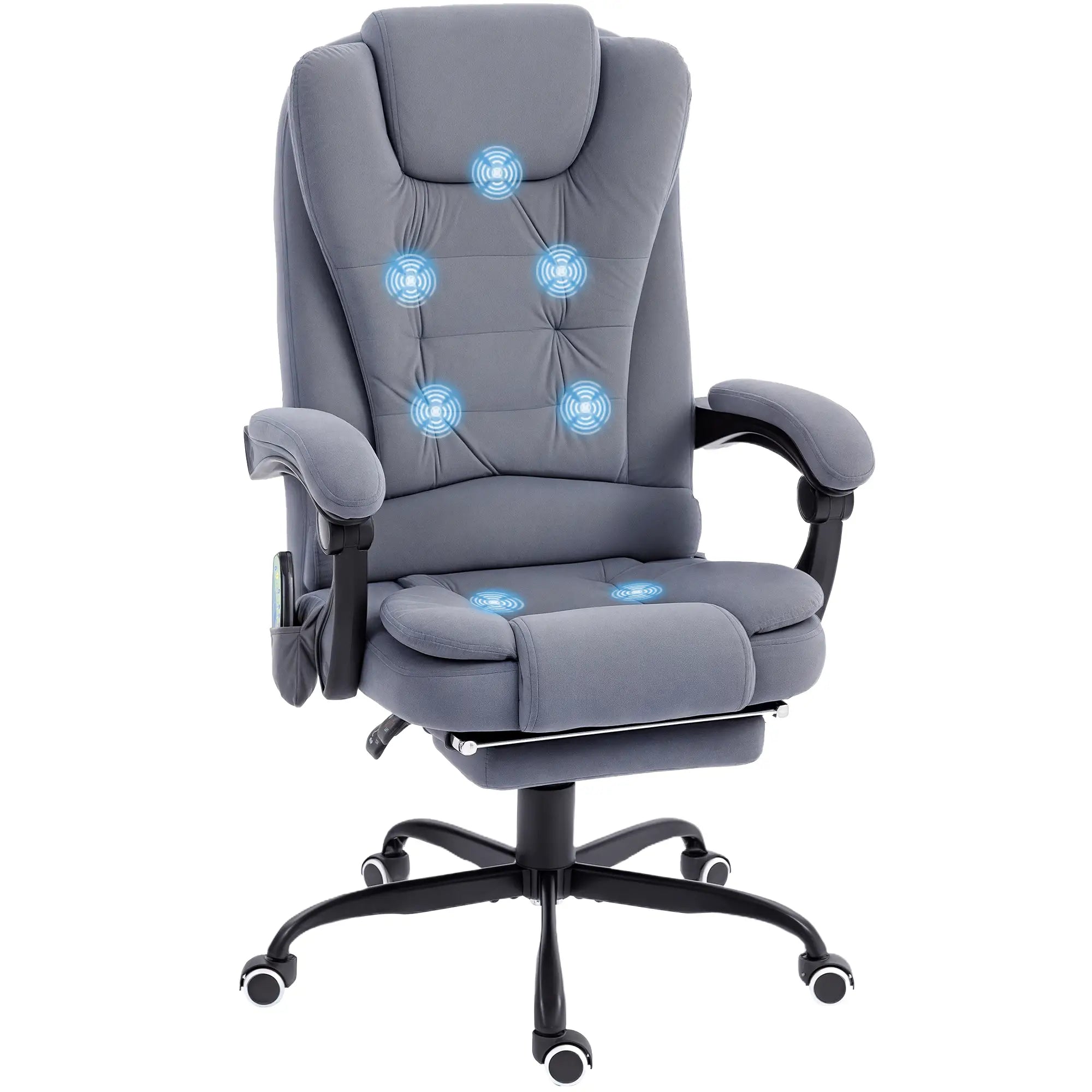 7 Point Vibrating Massage Chair, Reclining Office Chair, Adjustable Height, Grey Massage Chairs at Gallery Canada