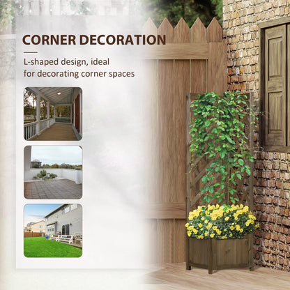 Raised Garden Bed Wood Planter With Trellis, 16" x 16" x 57", Carbonized Wooden Planter Boxes at Gallery Canada