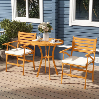 3 Piece Patio Set, Small Wooden Table and Chairs, Brown Bistro Sets at Gallery Canada