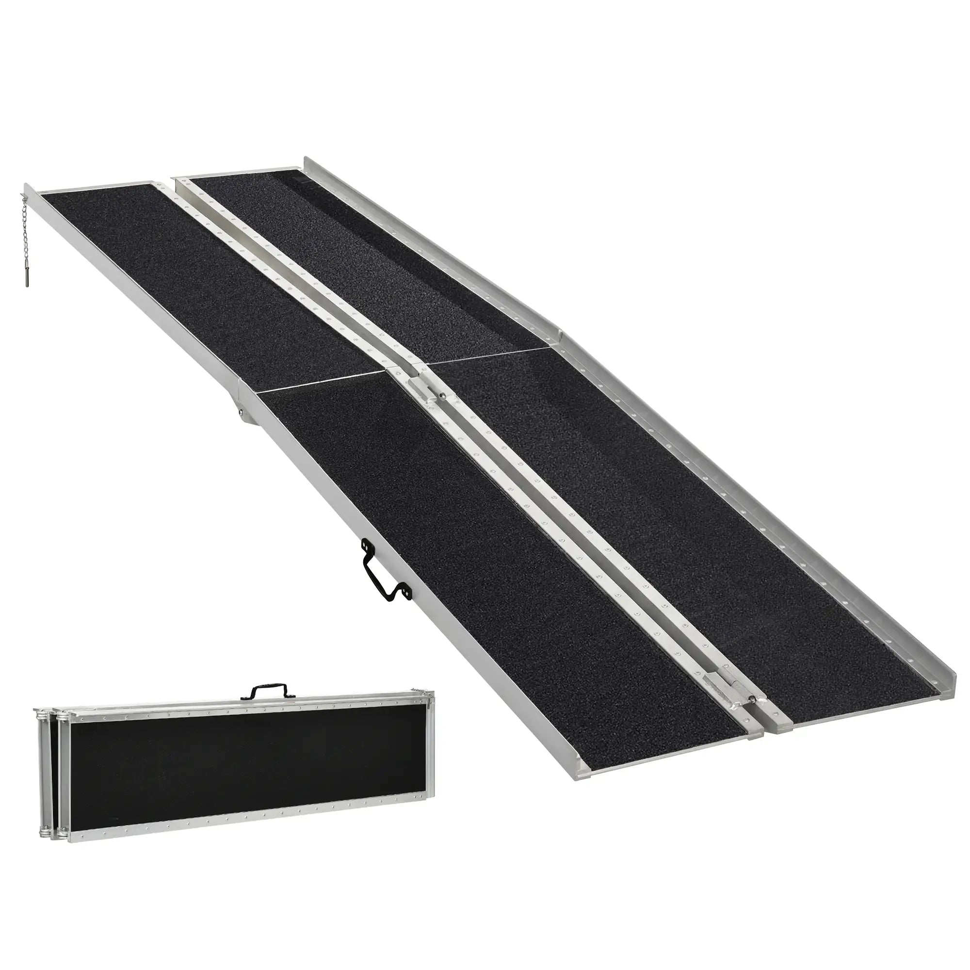 10ft Foldable Wheelchair Ramp, Non-Skid, Portable Aluminium Knee Walker & Wheelchair Ramps Black, Silver at Gallery Canada