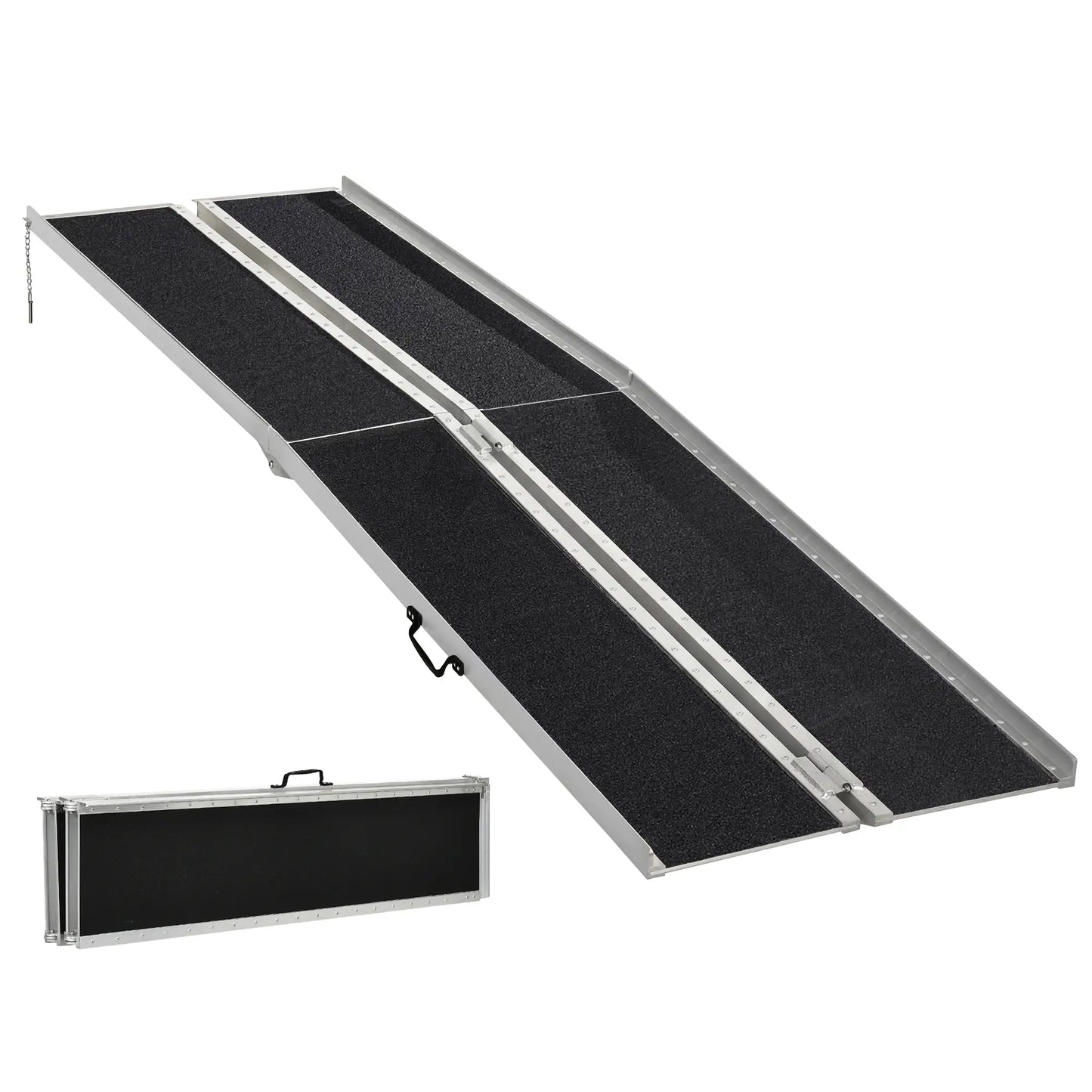 10ft Foldable Wheelchair Ramp, Non-Skid, Portable Aluminium Knee Walker & Wheelchair Ramps Black, Silver at Gallery Canada