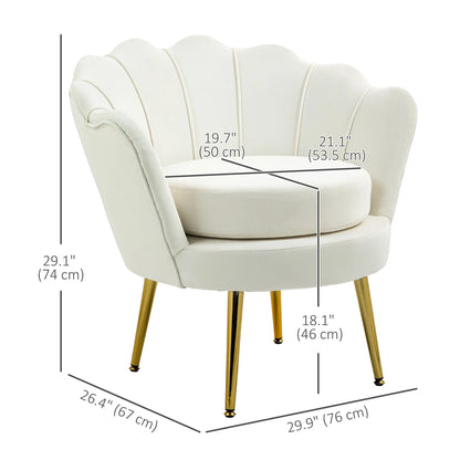 Modern Velvet Accent Chair, Gold Metal Legs, Cream White Accent Chairs at Gallery Canada