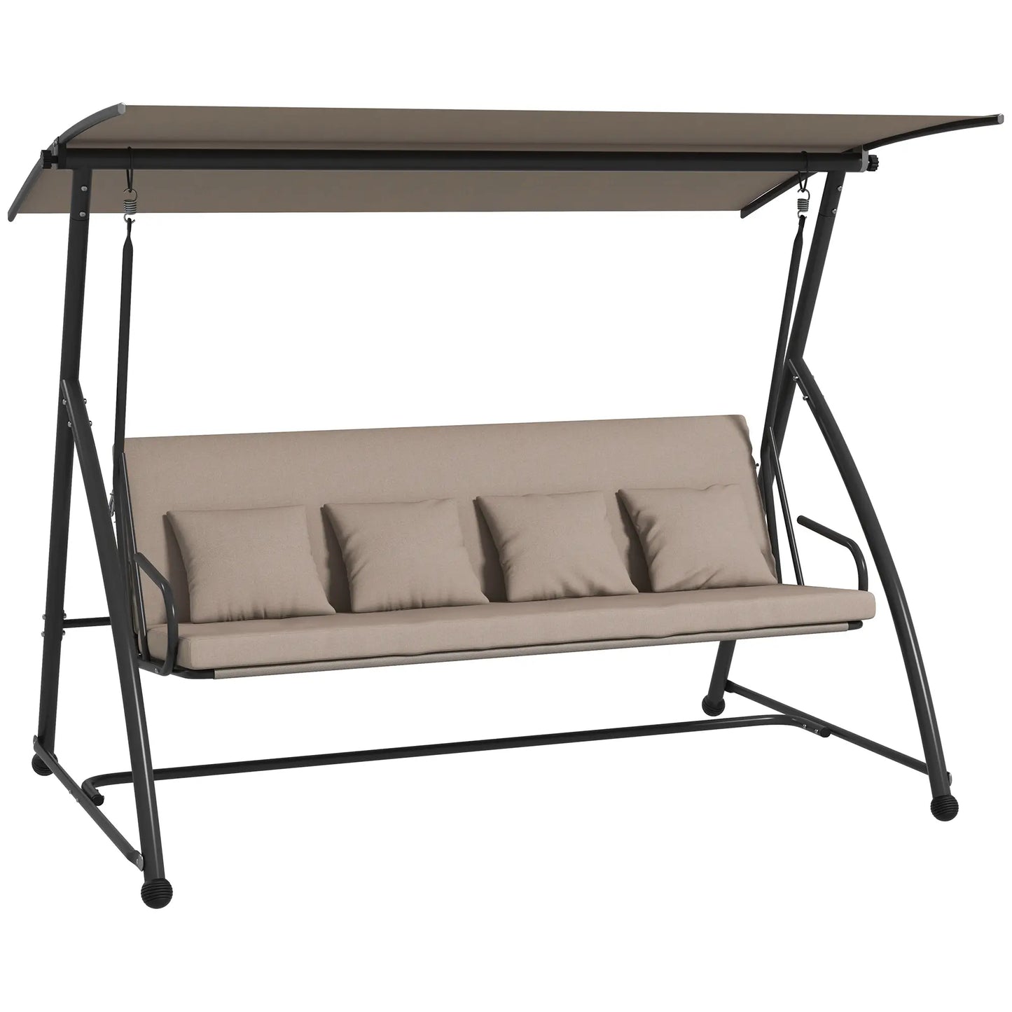 3 Seater Porch Swing, Convertible Chair Bed, Light Brown Patio Swings with Stand at Gallery Canada