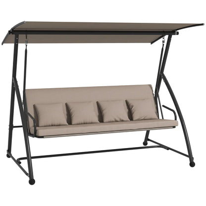 3 Seater Porch Swing, Convertible Chair Bed, Light Brown Patio Swings with Stand at Gallery Canada