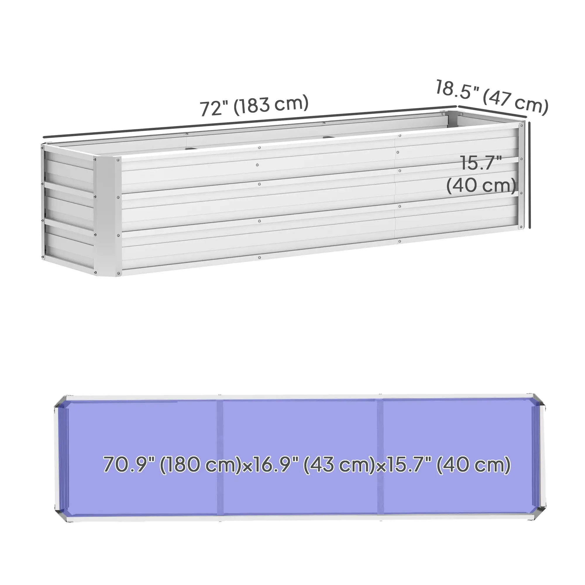 6' x 1.5' x 1.3' Galvanized Raised Garden Bed, Large Metal Planter Box, Silver Raised Garden Beds at Gallery Canada