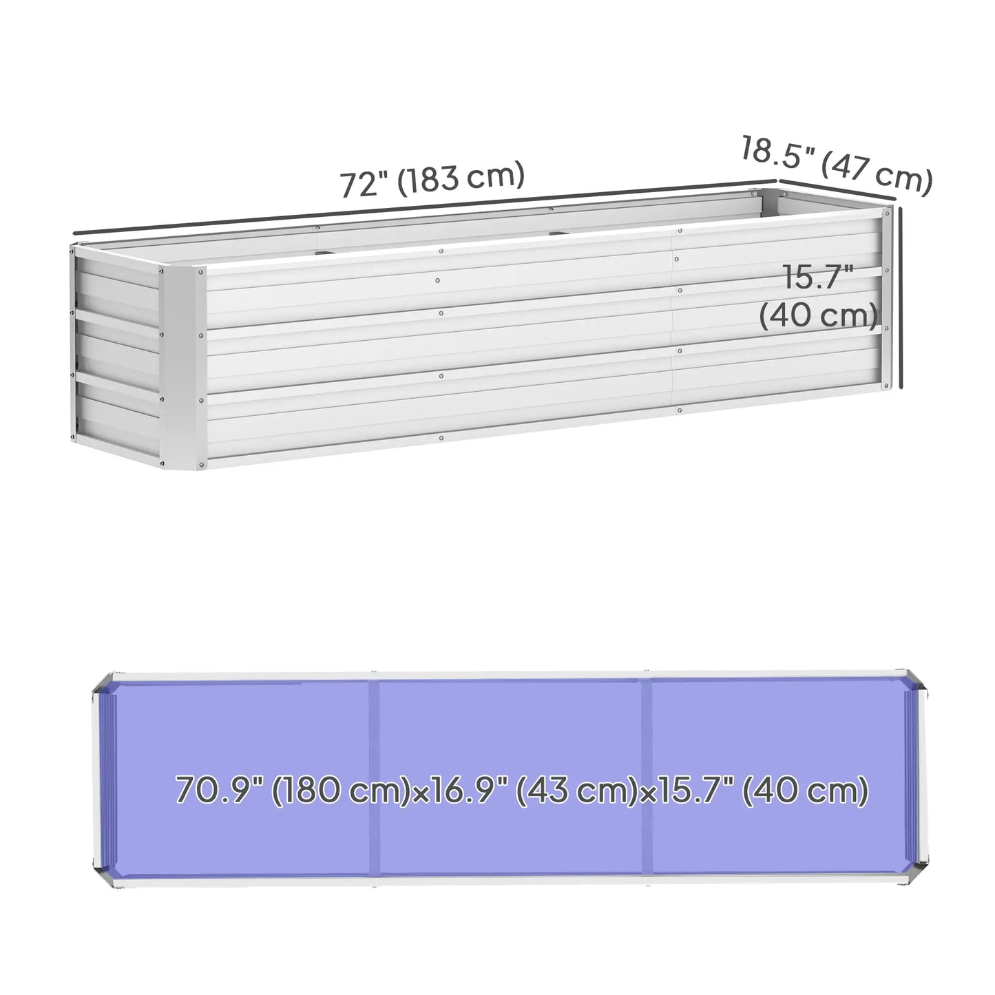 6' x 1.5' x 1.3' Galvanized Raised Garden Bed, Large Metal Planter Box, Silver Raised Garden Beds at Gallery Canada