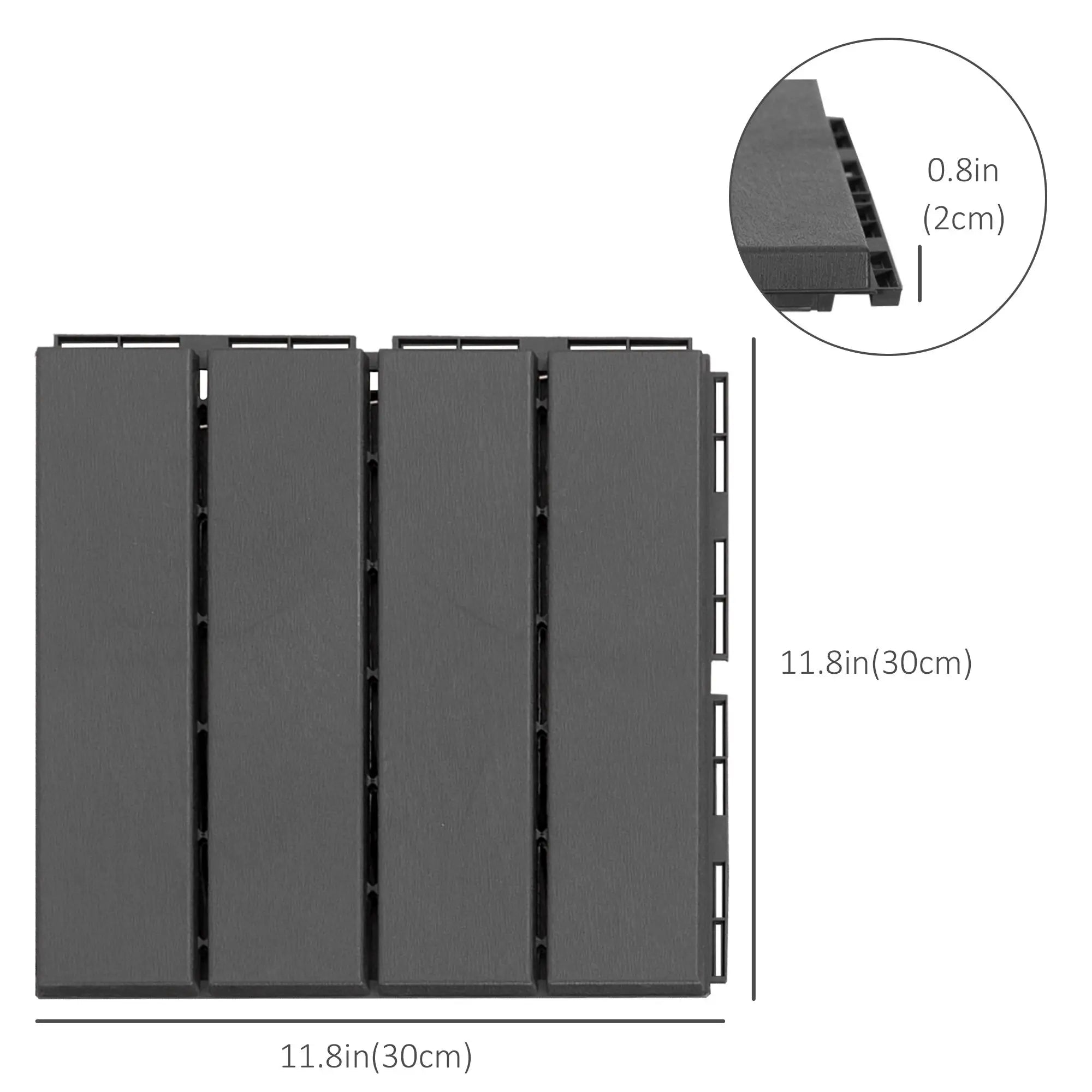9 Pcs PP Interlocking Deck Tile, 12 x 12, Indoor Outdoor, Black Deck Tiles at Gallery Canada