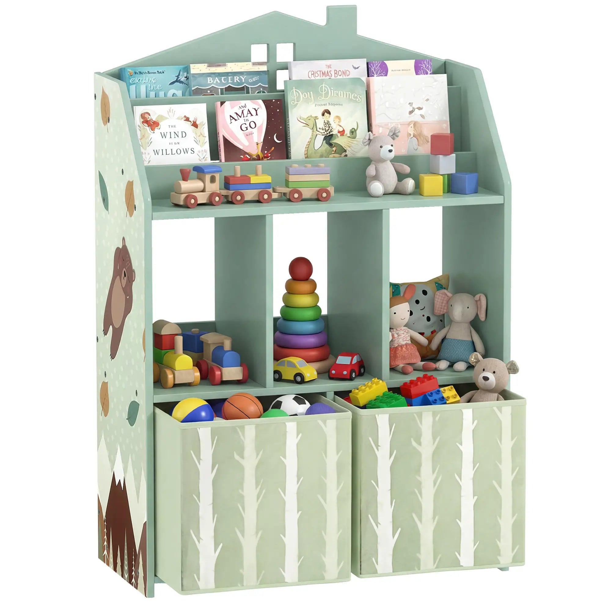 Kids Bookshelf With Storage, Toy Storage Unit, Green Baby & Kids Storage at Gallery Canada