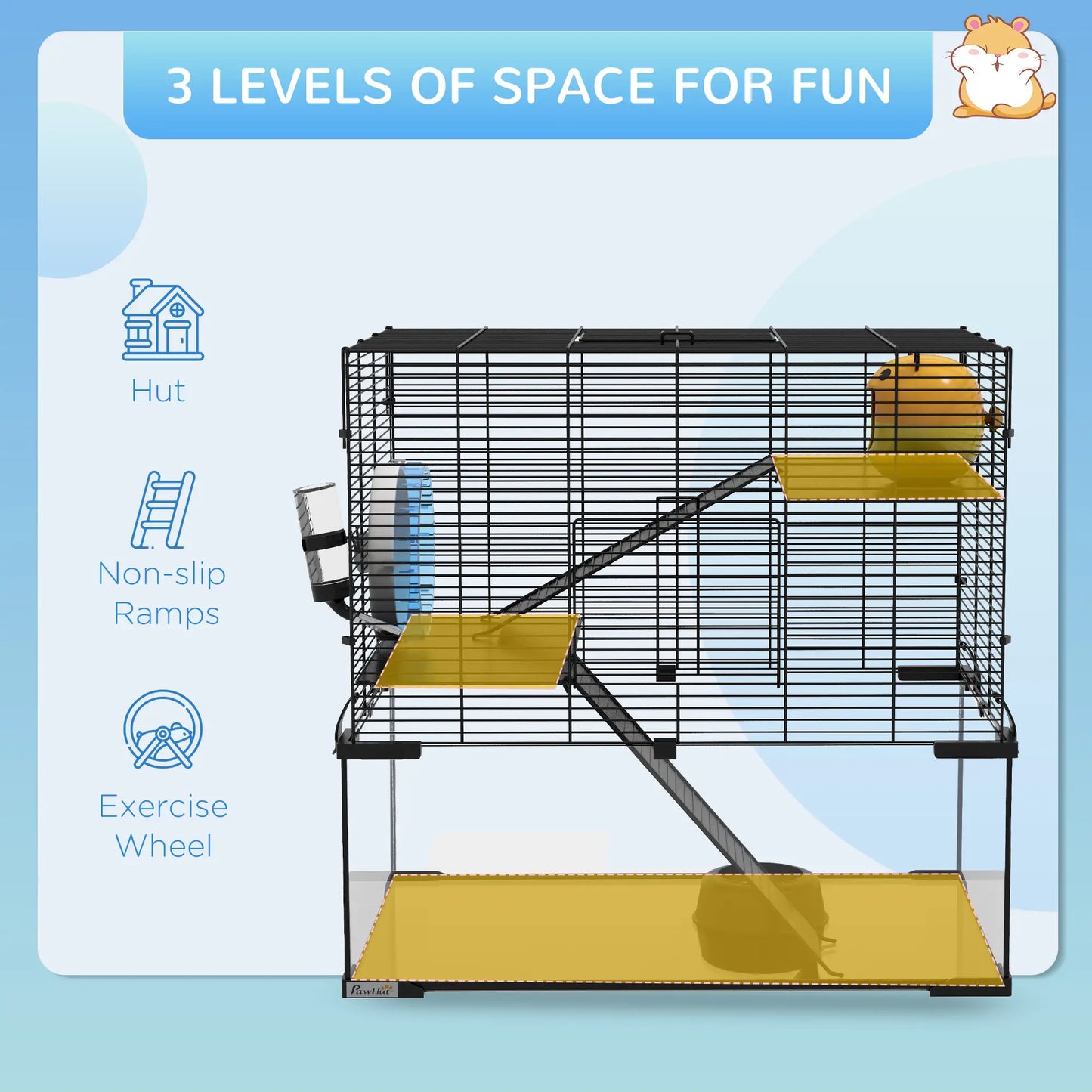 Hamster Cage, Gerbil Cage with Glass Basin, Small, Black Hamster Cages at Gallery Canada