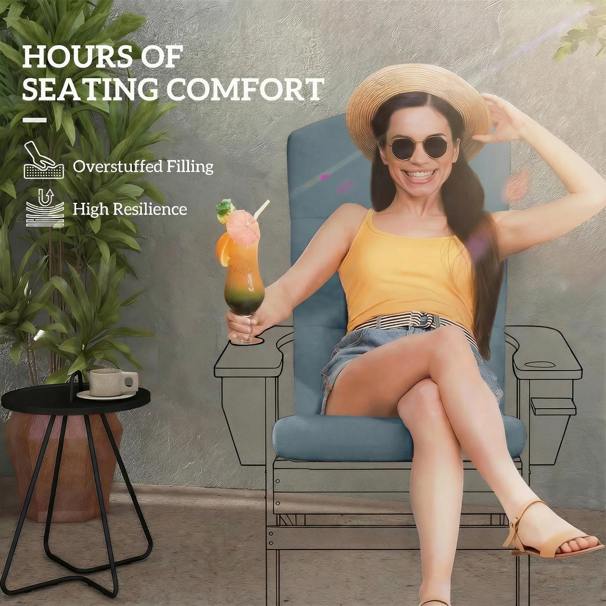Adirondack Chair Replacement Cushion, With Back And Ties, Dark Grey Patio Chair Cushions at Gallery Canada