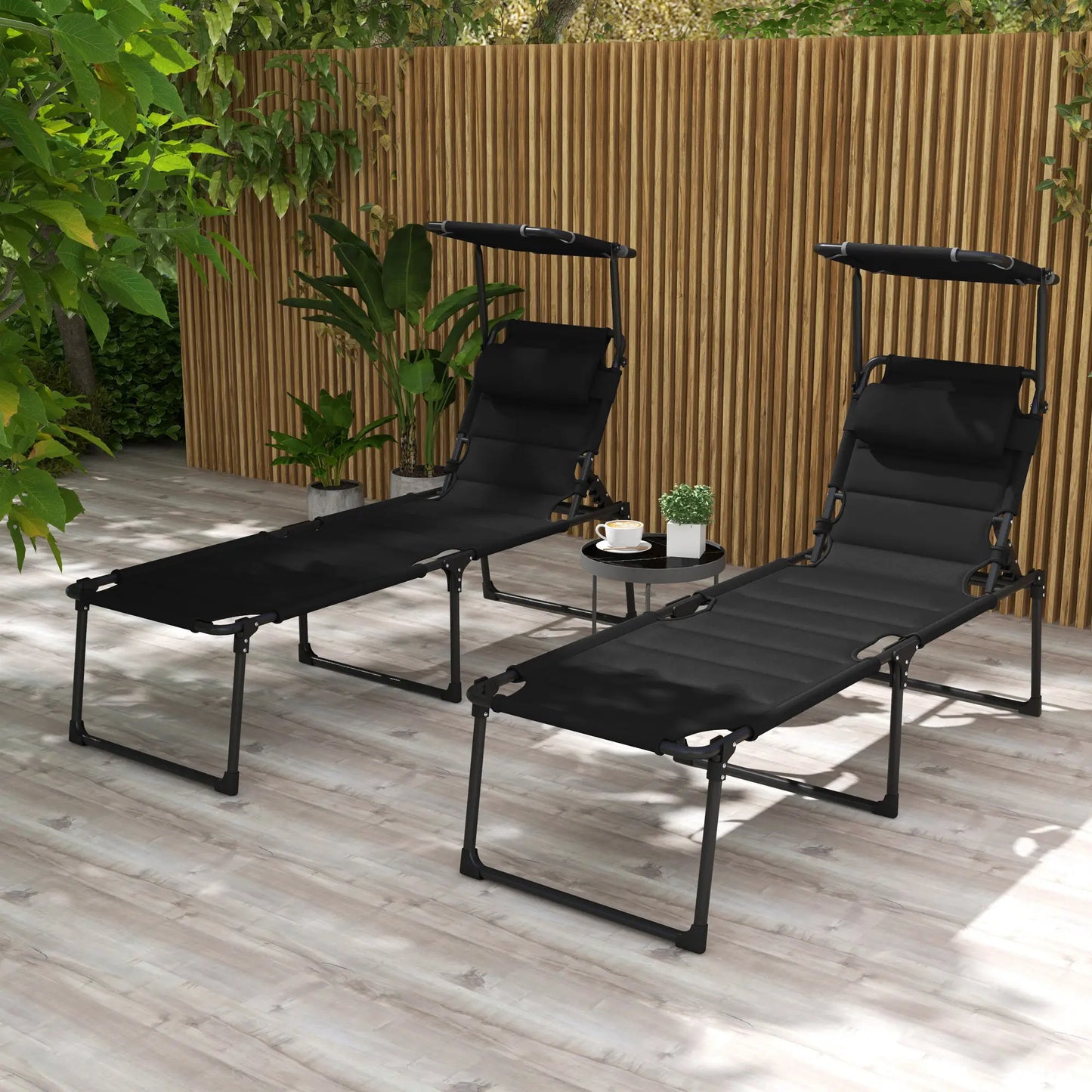 Folding Chaise Lounge, Adjustable Sunroof, Outdoor Quick Dry, Black Lounger Chairs at Gallery Canada