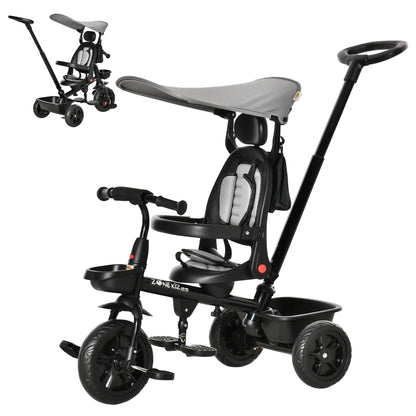 Kids Tricycle, 4 In 1 Trike, Adjustable Seat, Removable Canopy, Grey Tricycles for Kids at Gallery Canada